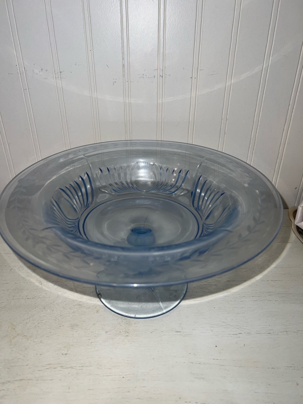 Vintage Paden City MAYA Ice Blue Glass Footed Console Bowl *RARE*
